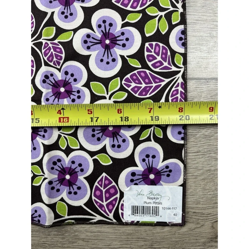 NEW Vera Bradley‎ Set of 3 Cloth Napkins Plum Petals Floral